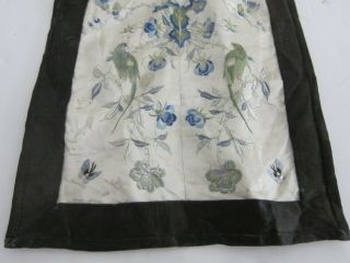 Chinese Qing Dynasty Antique Hand Embroidered Silk Costume Robe Fragment 9x20 4
