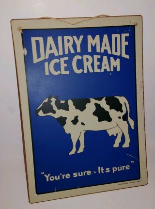 Dairy Made Ice Cream Metal Advertising Sign Kitchen Home Decor