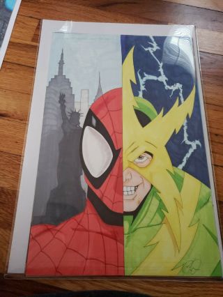 Spiderman Comic Art Painting Sketch Superhero 11x17 1/1 Sketch