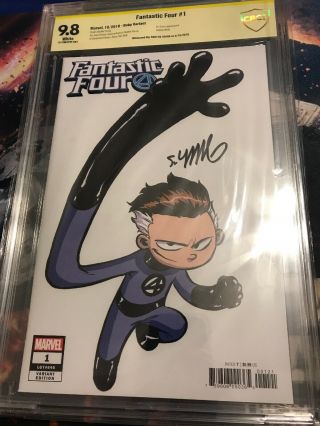 Fantastic Four 1 Mr Fantastic Baby Variant Cbcs Ss 9.  8 Signed Skottie Young Cgc