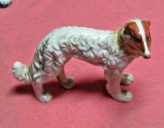 Miniature Borzoi Russian Wolfhound Figurine Red Pie Bald 3 " L 3 " H