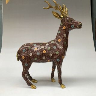 Chinese Ancient Cloisonne Statue Hand - Carved Exquisite Large Deer G14