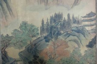 Rare Old Large Chinese Hand Painting Stone Mountains 