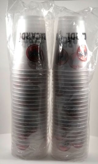 2 Packs 25ct Bacardi Bat Logo Plastic 12 Oz Reusable Cups Great For Beerpong