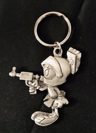 Solid Pewter Silver Marvin The Martian Looney Tunes Figurine Silver Keychain