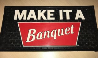 Coors " Make It A Banquet " Beer Rubber Spill Mat Bar Mat Coaster 15.  5 " X 8 "
