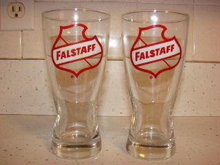 Falstaff Set Of Two Vintage Glasses Pilsner Style 6 Inches Tall