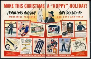 1950 Hopalong Cassidy Photo Bike Radio Western Shirt Watch Hat Clock Print Ad