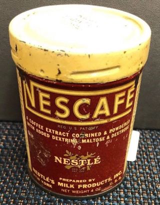 Vintage Nescafe 4 Oz Tin Nestle