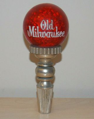 Vintage Old Milwaukee Beer Tap Handle Red Globe Hard To Find 1969