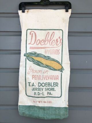 Old Farm House Barn Find Vintage Doebler’s Hybrids Corn Seed Advertising Sack