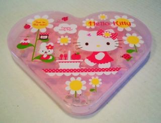 Hello Kitty Heart Shaped Floral Stationery Set In Plastic Case