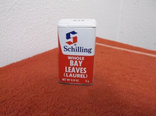 Vintage Schilling Bay Leaves 0.  5 Oz Metal Spice Tin.  By Mccormick.  Usa.  1974