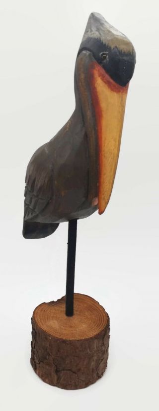 Wood Hand Carved Pelican Bird Wooden Statue Figure Sculpture Home Decoration