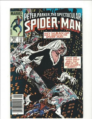 Spectacular Spider - Man 90 1984 In Vf/nm 2nd Black Costume App Cover Marvel