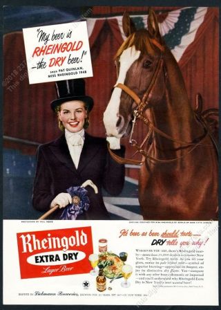 1948 Equestrienne Miss Rheingold Beer Horse Photo Vintage Print Ad