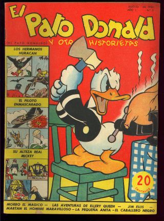Donald Duck V1 2 Rare Sub - Mariner Foreign Ed.  Carl Barks Disney Comic 1944 Vg,