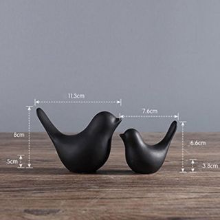 Ceramic Birds Porcelain Bird Figurines Home Decor,  Set Of 2（black）