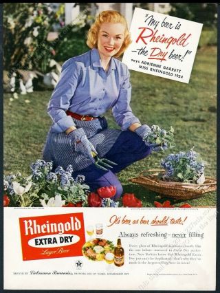 1954 Miss Rheingold Beer Gardening Photo Vintage Print Ad
