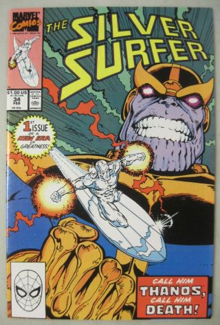 Silver Surfer 34 Marvel Comics 1990 The Return Of Thanos