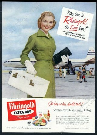 1954 Miss Rheingold Beer Boac B.  O.  A.  C.  Plane Photo Vintage Print Ad