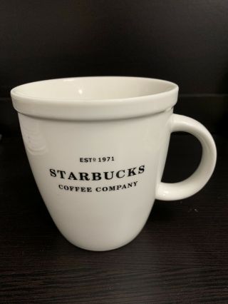 2007 Classic Starbucks Coffee Mug Cup Barista Abbey White Black 18 Oz Est.  1971