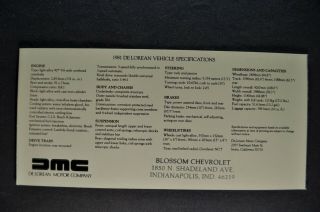 1981 DeLorean Small Sales Brochure Folder 81 4