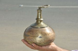 Old Brass Unique Shape Solid Heavy Fine Quality Holy Water Pot,  Patina