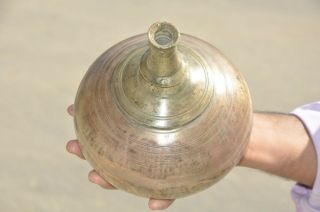 Old Brass Unique Shape Solid Heavy Fine Quality Holy Water Pot,  Patina 5