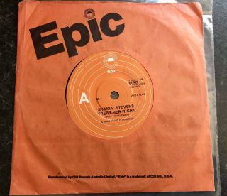 Shakin’ Stevens Rare 7” Single “treat Her Right” Australia Epic 1978 Rockabilly