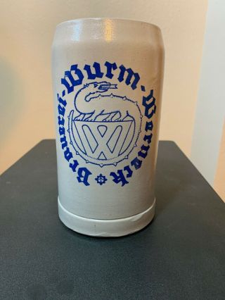 Vintage Gray German 1 L Salt Glazed Stoneware Beer Mug Brauerei Wurm Wernoch