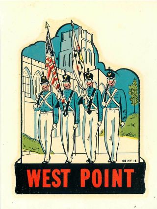 West Point Military Academy Vintage Water Slide Decal Label