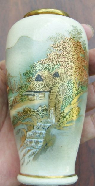 Antique Japanese Satsuma Vase Meiji Pottery Hand Crafted & Painted