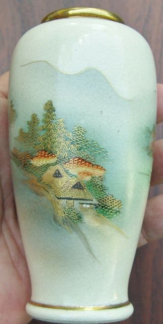 Antique Japanese Satsuma Vase Meiji Pottery Hand crafted & painted 3