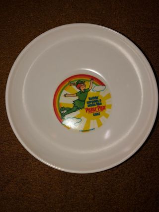 Vintage 1983 Peter Pan Peanut Butter Plastic Cup,  Bowl and Plate Set 5