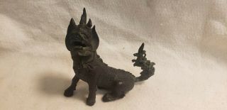 Antique Oriental Asian Brass Bronze Foo Dog Lion Figurine Statue With Removable