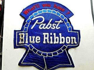 Large Pabst Blue Ribbon Beer Jacket Patch Bottle Height 9 1/2 Inches