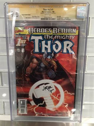 Thor Vol 2 1 Cgc 9.  6 Signed John Romita Jr Sunburst Varaint Heroes Return