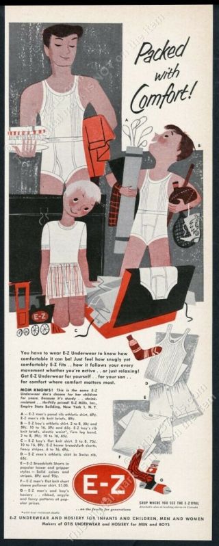 1953 Mary Blair Father Son Boys Art E - Z Underwear Vintage Print Ad