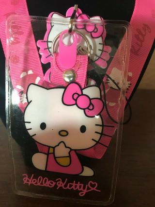 Rare Hello Kitty Pink Lanyard with Name Badge & Hello Kitty Charm W/Tracking 2