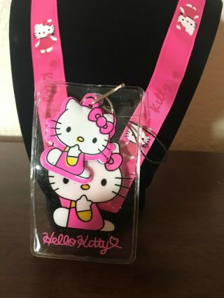 Rare Hello Kitty Pink Lanyard with Name Badge & Hello Kitty Charm W/Tracking 3
