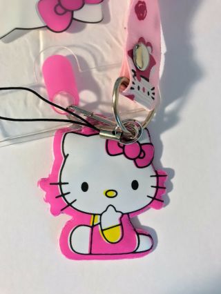 Rare Hello Kitty Pink Lanyard with Name Badge & Hello Kitty Charm W/Tracking 5