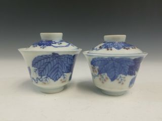 Vintage Chinese Blue And White Porcelain Tea Cups