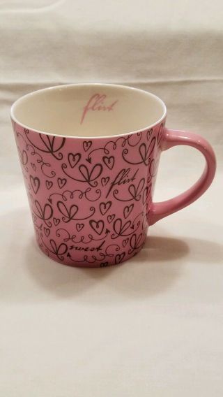 2006 Pink Sweet Flirt Valentine Starbucks Coffee Tea Cup Mug Hearts 17oz