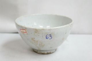 Old Korean Dirty White Glaze Crude Bowl Yi Dynasty Pottery Tea Bowl 63
