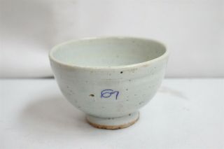 Old Korean White Glaze Ringed Dirty Bowl Yi Dynasty Pottery Tea Bowl 69