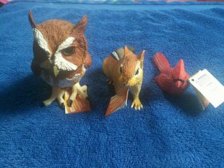 Safari Ltd.  - Incredible Creatures - Eastern Screech Owl - Chipmunk - Cardinal.