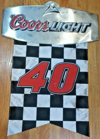 Coors Light Beer Sign Nascar Tin Sign 40 Martin Metal Sign Attached Flag Rare