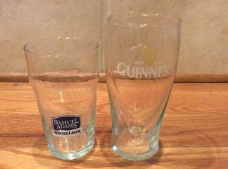 Guinness 20 Oz Gravity Pint Beer Glass & Samuel Adams Winter Lager