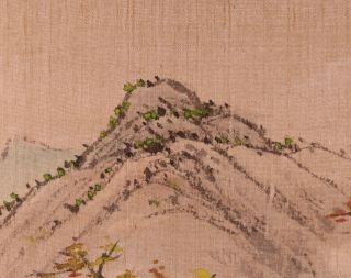 Antique Chinese Painting on Silk Landscape with Seal and Calligraphy 8